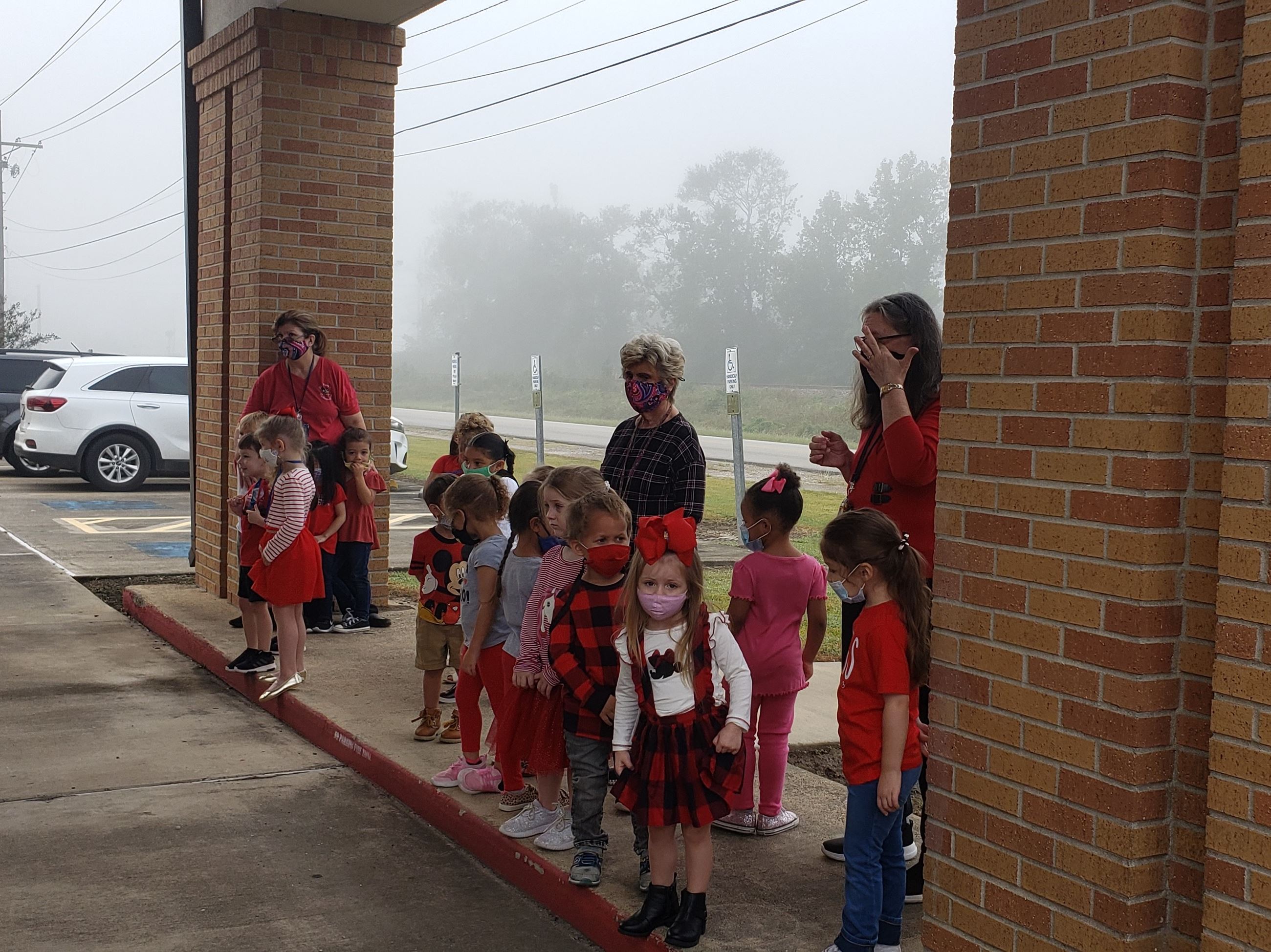 Fire Marshal speaking to the children at St. Mary's